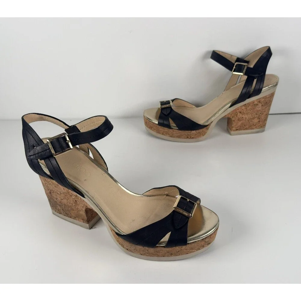 Jimmy Choo Nemesis 75 Black Platform Women's Sandals EU 41 US 11